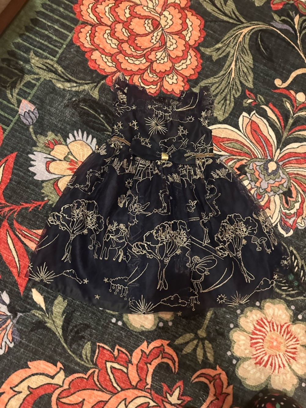 🎄 Blueberi Boulevard Navy Gold Reindeer Tulle Dress 3T Macy’s Holiday Party